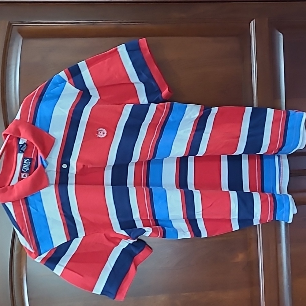Mens striped short sleeved polo shirt by Chaps